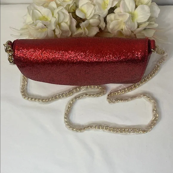 Jimmy Choo NWOT Sparkling Red Crossbody with Gold Chain - Picture 3 of 12